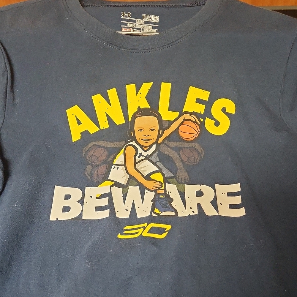 Under Armour Kids Long Sleeve Tee - Navy and Yellow Graphic